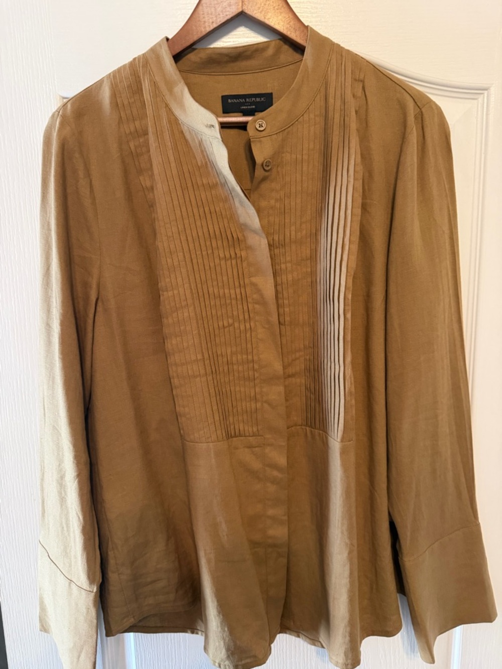 Banana Republic Linen-Blend Button-Up Shirt - Camel Brown